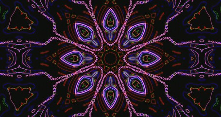 Colorful abstract pattern with symmetrical design on a dark background