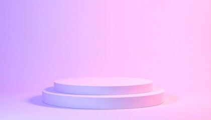 Pastel-toned, empty, two-tiered podium