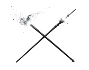 Two crossed spears, emitting a white, splashy effect