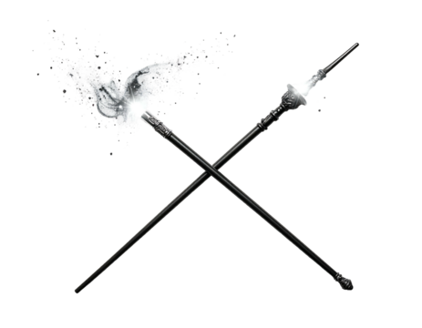 Two crossed spears, emitting a white, splashy effect
