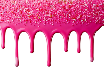 Pink Paint Dripping on Surface isolated on transparent or white background