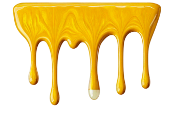 Yellow Paint Dripping on Surface isolated on transparent or white background