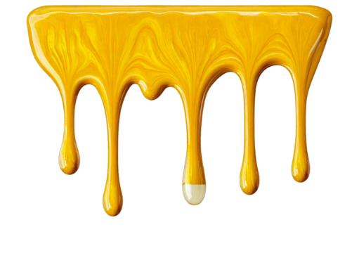 Yellow Paint Dripping on Surface isolated on transparent or white background