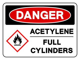 Danger Acetylene Full Cylinders Symbol Sign ,Vector Illustration, Isolate On White Background Label. EPS10