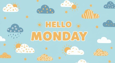 Naklejka premium Hello monday graphic design