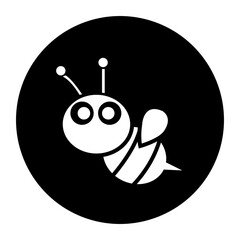 black and white illustration of a bee icon