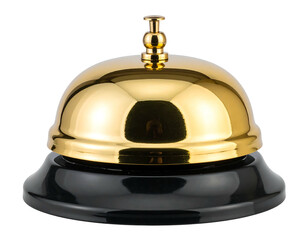 Polished gold service bell on black base