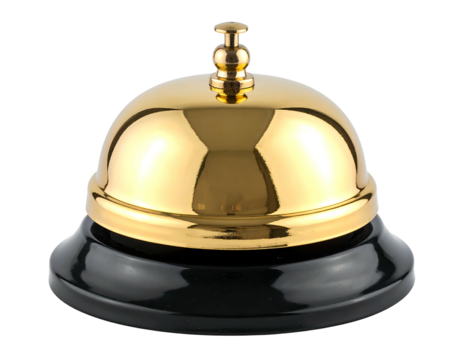 Polished gold bell with black base