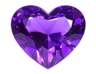 Purple heart-shaped gemstone, highly detailed