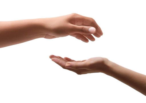 Help Concept hands reaching out to help each other, Isolated on Transparent or White Background - Powered by Adobe