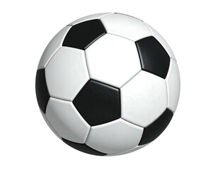 Soccer ball, black and white panels, spherical, isolated