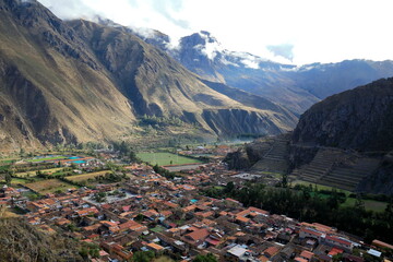 Overview of Ollantaytambo village, Peru
