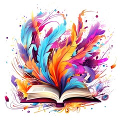 open book with rainbow