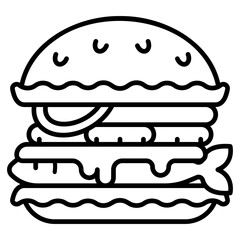 Fish Burger Line Icon