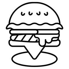 Burger Shop Location Line Icon