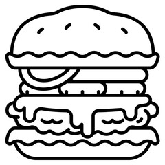 Chicken Burger Line Icon
