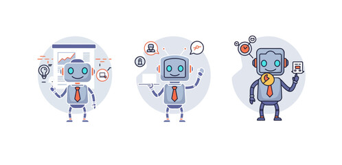 Fototapeta premium business automation robot presenting growth charts customer service data management a digital future for efficiency and productivity