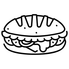 Sub Sandwich Line Icon