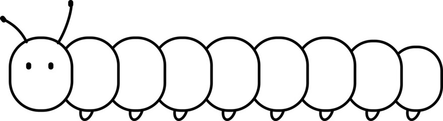 Caterpillah Illustration. Simple Outline Caterpillar Coloring Page