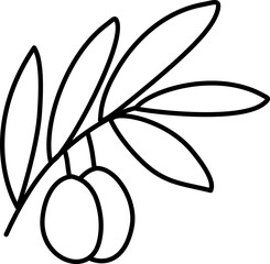 Olive Branch with Olives. Simple Outline Olive/Zaitun Coloring Page
