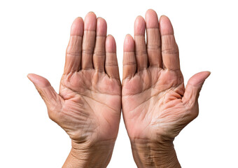 Grainy of a middle aged male hand Isolated on Transparent or White Background