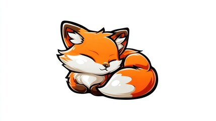 Obraz premium Cute sleeping fox illustration