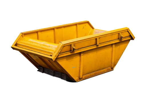 Yellow waste skip isolated on transparent or white background
