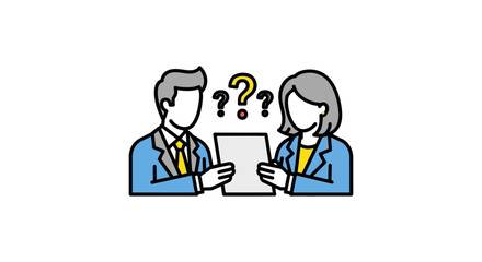 Confused business colleagues reviewing report and brainstorming ideas symbolizing teamwork challenges perfect for problem-solving  partnership themes.