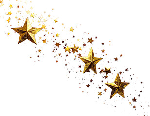 Gold stars cascade on a black background