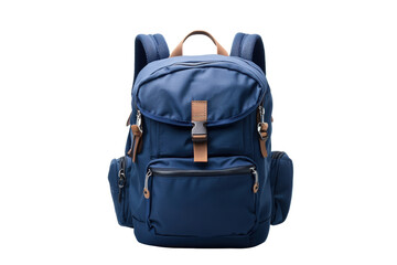 Naklejka premium Blue school backpack with leather accents 
