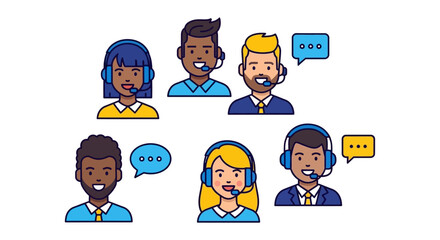 Diverse customer service team offering support solving problems communication in a call center fostering collaboration and customer satisfaction.