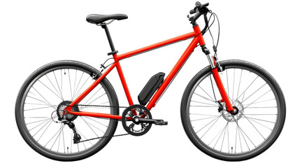 Red electric bicycle with slim battery frame
