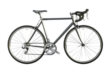 Silver road bike with traditional drop bars

