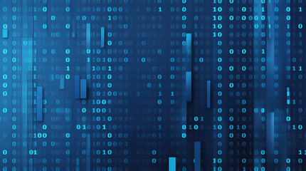 "Abstract Binary Code Background Enhanced with Futuristic Geometric Shapes"