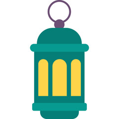 Green Islamic lantern illustration with rounded top, perfect for Ramadan decoration, Eid celebration, and Islamic holiday design concept.
