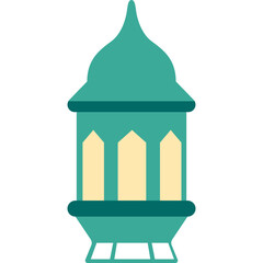 Green dome-top Islamic lantern illustration, perfect for mosque theme, Ramadan kareem greeting card, and Islamic holiday poster design.
