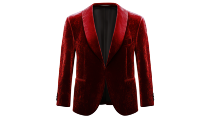 Velvet tuxedo jacket in deep red color
