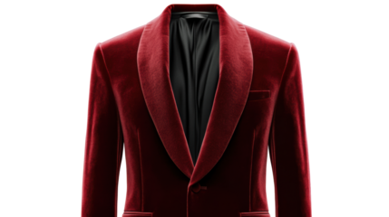 Velvet red men’s blazer with black interior
