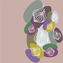 onion abstract art seamless geometric graphic watercolor pastel artwork decoration vector.Simple template wallpaper print fabric pattern doodle cute curve line hand drawn.Wabi sabi style 
