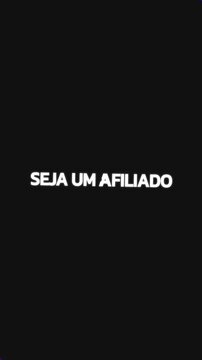 Video with repeating Portuguese text "SEJA UM AFILIADO" displayed in animated circular loop with rotating background and blank circle zoom transition.