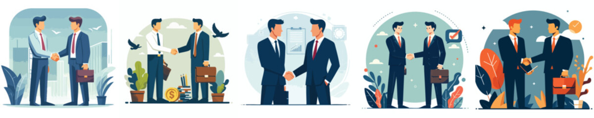 Business Agreement Handshake Partnership Collaboration Illustration