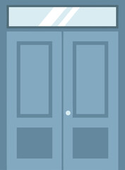 Flat Style Illustration of a Classic Double Door Entrance with Transom