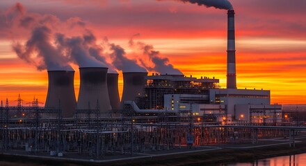 Obraz premium Power Plant Sunset.