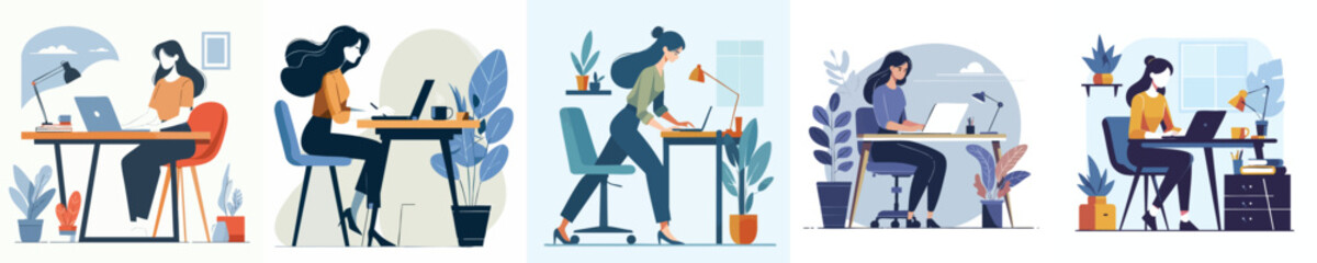 Businesswoman Focused on Laptop Work in Office