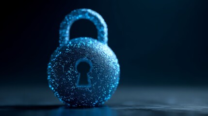 Glowing blue security, a futuristic lock protecting digital data in cyber world