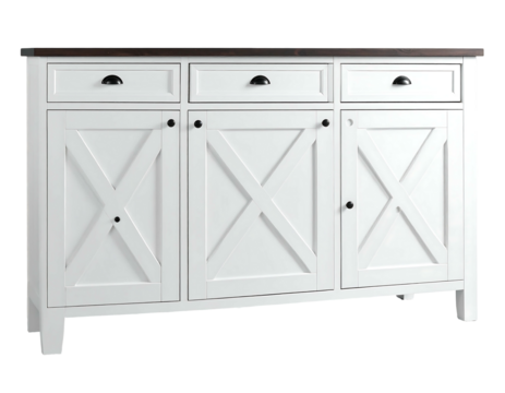White sideboard with dark top and X-shaped accents (1)