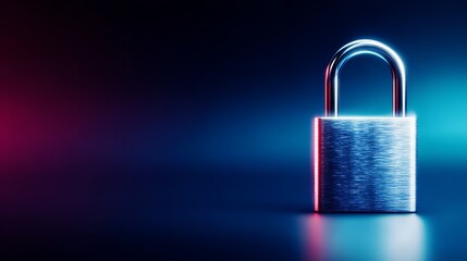 Secure lock with red light, protection, safety, and access control for sensitive data privacy