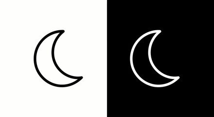 Obraz premium Lunar Contrast: A striking juxtaposition of celestial serenity, a minimalist crescent moon outline gracefully embodies the celestial beauty of night on both a white and black canvas.