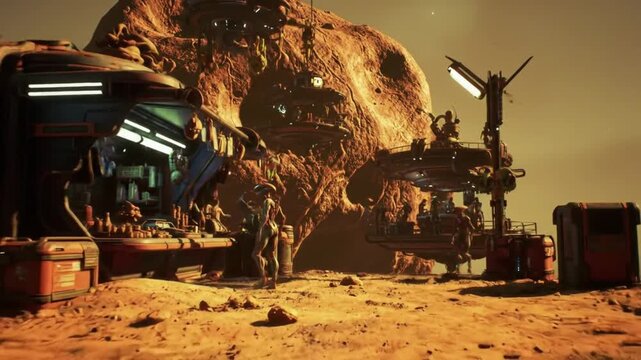 Martian Outpost A Futuristic Desert Settlement on a Distant Planet