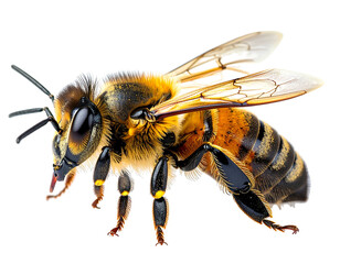 Close-up of a honeybee in profile